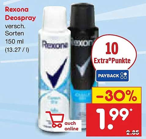 Rexona Deospray versch. Sorten 150 ml (13.27 / l)