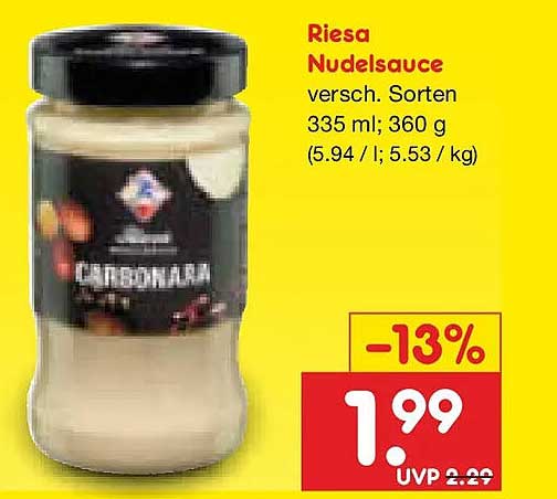 Riesa Nudelsauce versch. Sorten 335 ml; 360 g