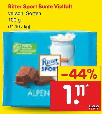 Ritter Sport Bunte Vielfalt versch. Sorten 100 g