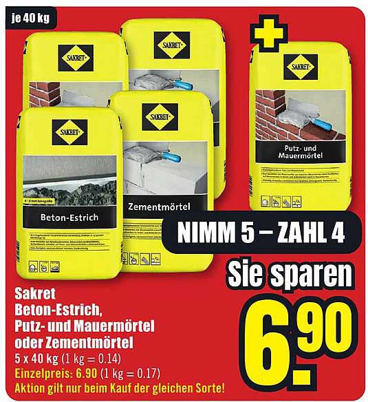 Sakret Beton-Estrich, Putz- und Mauermörtel oder Zementmörtel