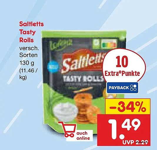 Saltletts Tasty Rolls versch. Sorten 130 g