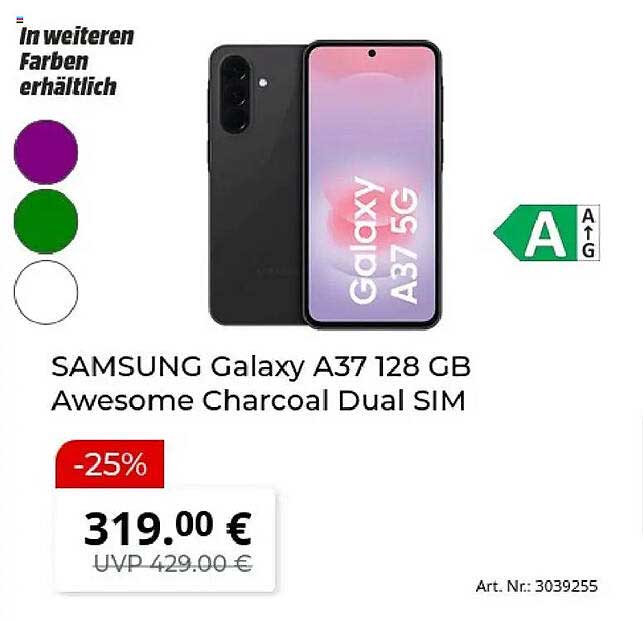 SAMSUNG Galaxy A37 128 GB Awesome Charcoal Dual SIM