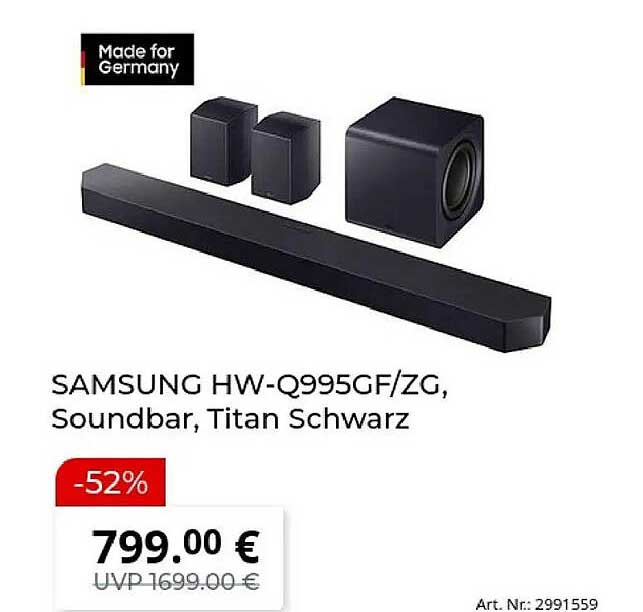 SAMSUNG HW-Q995GF/ZG, Soundbar, Titan Schwarz