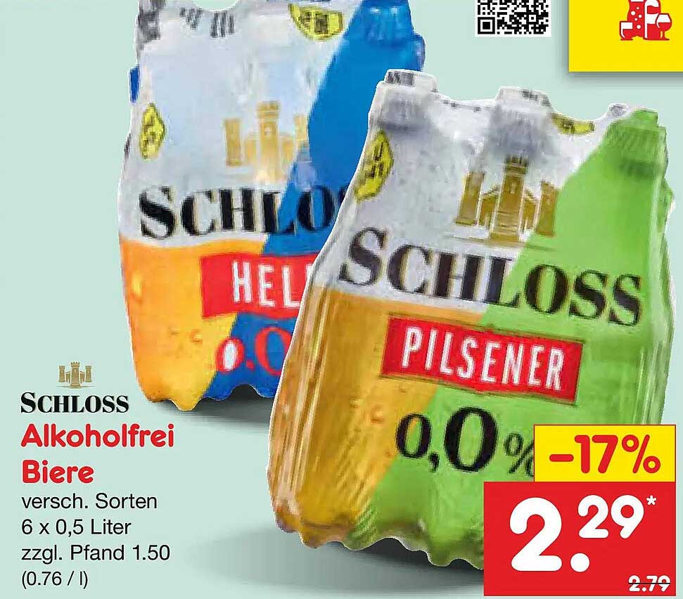 SCHLOSS Alkoholfrei Biere versch. Sorten 6 x 0,5 Liter zzgl. Pfand 1.50 (0.76 / l)