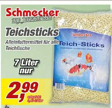 Schmecker Teichsticks Alleinfuttermittel für alle Teichfische 7 Liter nur