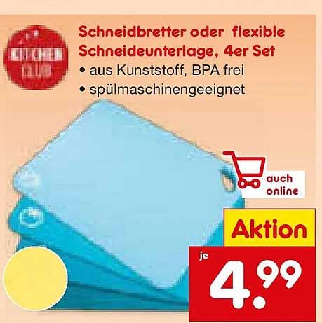 Schneidbretter oder flexible Schneideunterlage, 4er Set