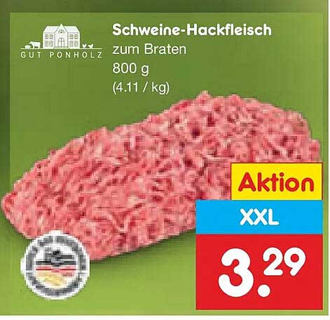Schweine-Hackfleisch zum Braten 800 g (4.11 / kg)