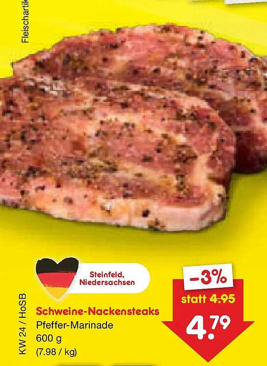 Schweine-Nackensteaks Pfeffer-Marinade 600 g