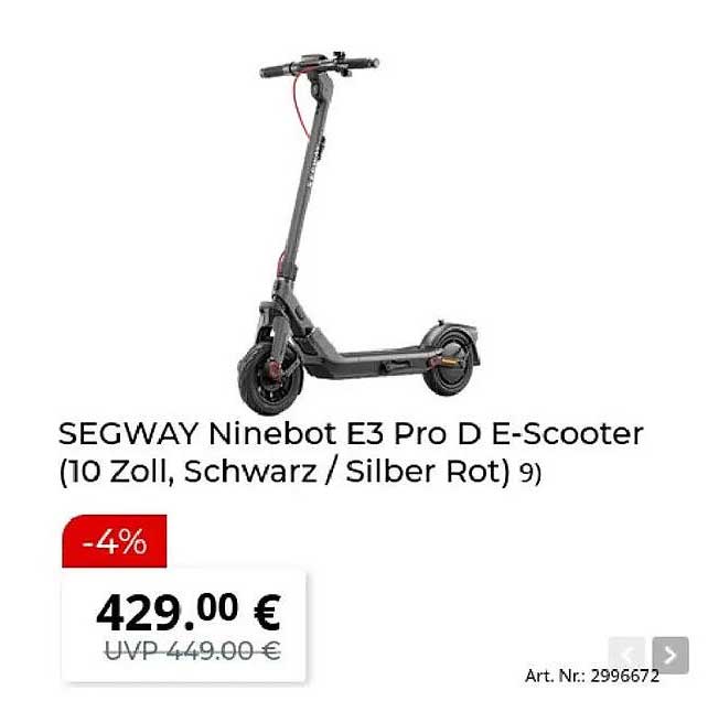 SEGWAY Ninebot E3 Pro D E-Scooter (10 Zoll, Schwarz / Silber Rot) 9)