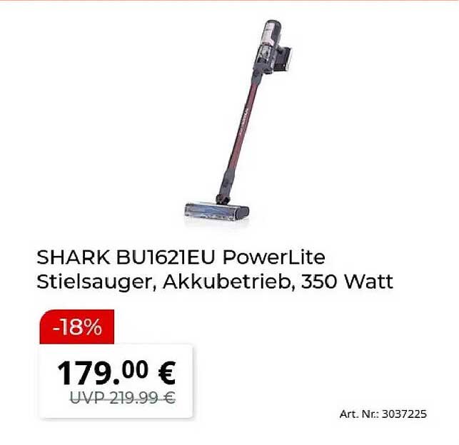 SHARK BU1621EU PowerLite Stielsauger, Akkubetrieb, 350 Watt