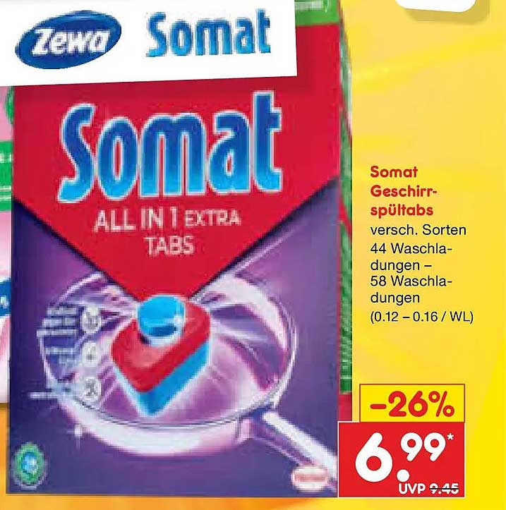 Somat Geschirrspültabs versch. Sorten 44 Waschlauge n – 58 Waschgänge