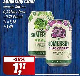 Somersby Cider versch. Sorten 0,33 Liter Dose + 0,25 Pfand