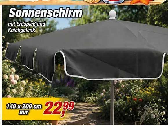 Sonnenschirm mit Erdspieß und Knickgelenk