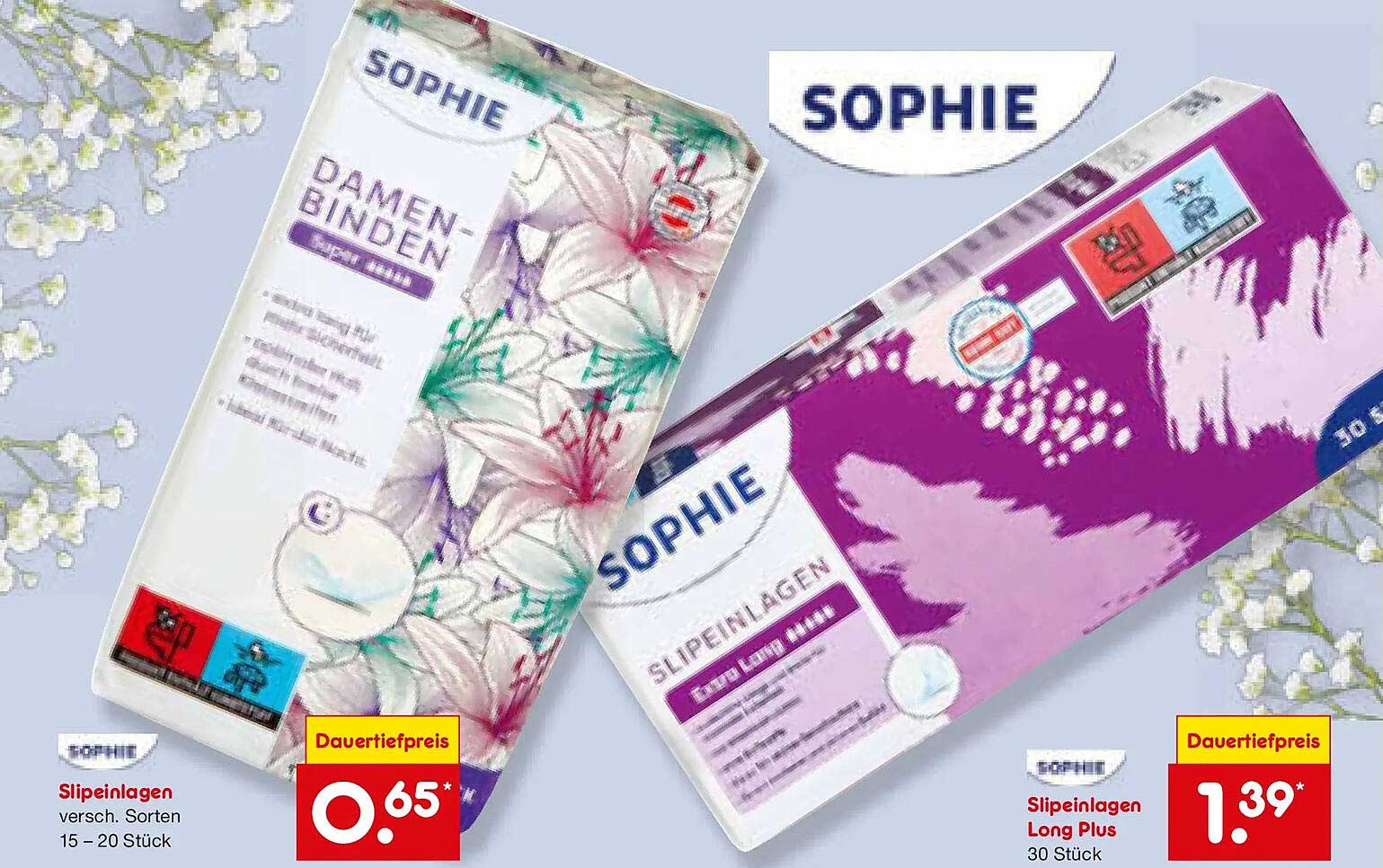 SOPHIE Slipeinlagen versch. Sorten 15 - 20 Stück