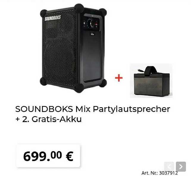 SOUNDBOKS Mix Partylautsprecher + 2. Gratis-Akku