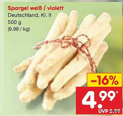 Spargel weiß / violett Deutschland, Kl. II 500 g (9.98 / kg)