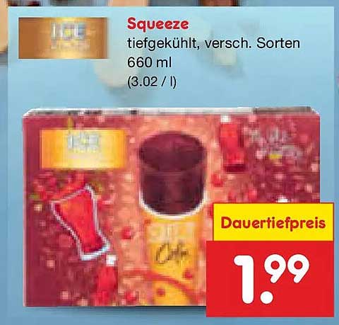 Squeeze tiefgekühlt, versch. Sorten 660 ml