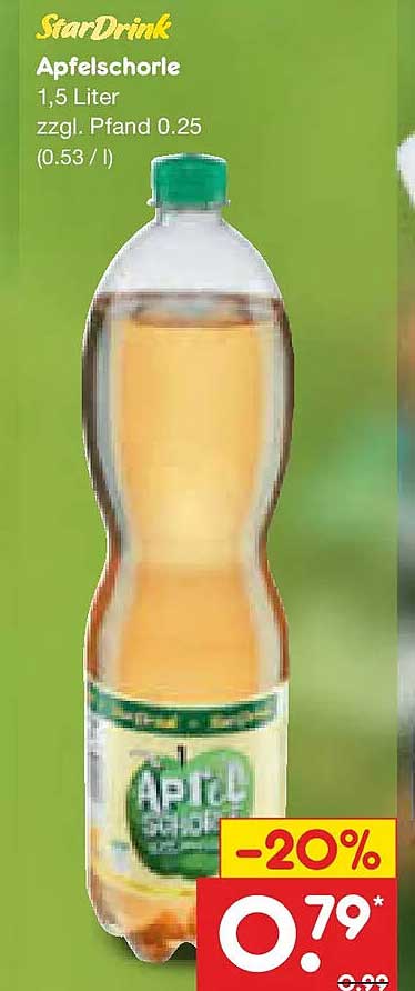 StarDrink Apfelschorle 1,5 Liter zzgl. Pfand 0.25 (0.53 / l)