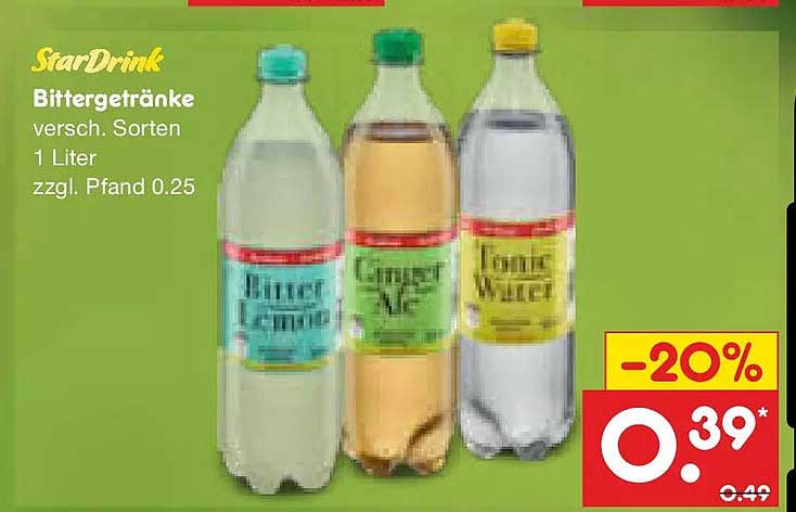 StarDrink Bittergetränke versch. Sorten 1 Liter zzgl. Pfand 0.25