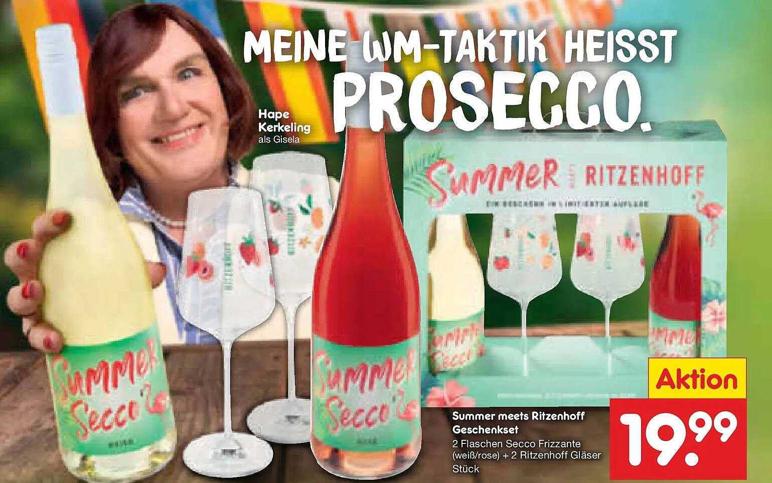 Summer meets Ritzenhoff Geschenkset 2 Flaschen Secco Frizzante (weiß/rose) + 2 Ritzenhoff Gläser Stück