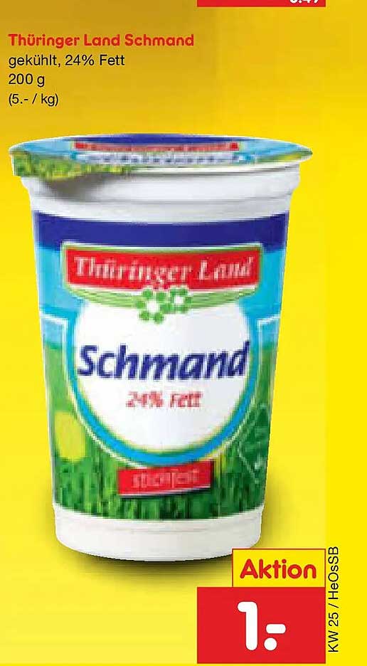 Thüringer Land Schmand gekühlt, 24% Fett 200 g (5.- / kg)