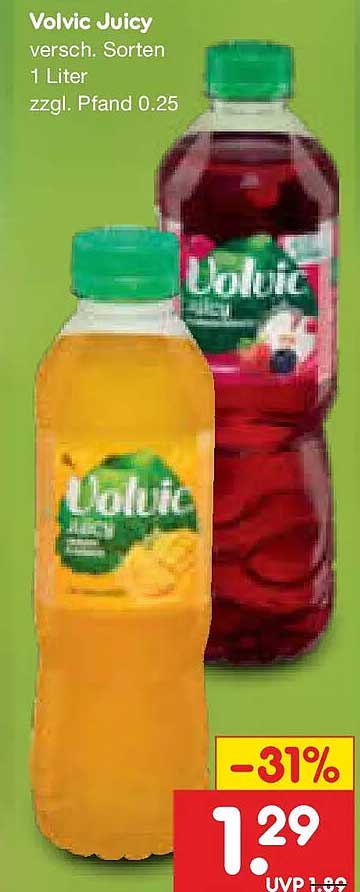 Volvic Juicy versch. Sorten 1 Liter zzgl. Pfand 0.25