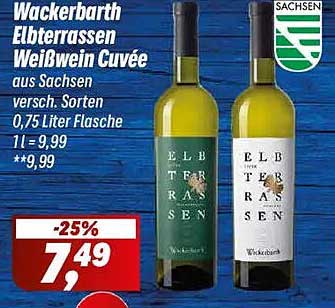 Wackerbarth Elbterrassen Weißwein Cuvée aus Sachsen versch. Sorten 0,75 Liter Flasche