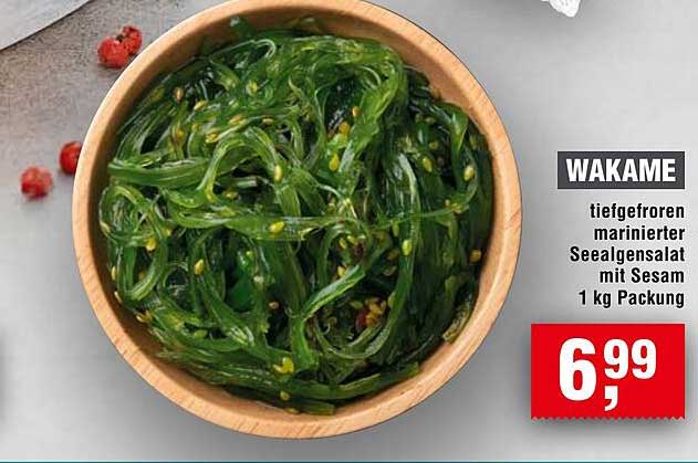 WAKAME tiefgefroren marinierter Seealgensalat mit Sesam 1 kg Packung