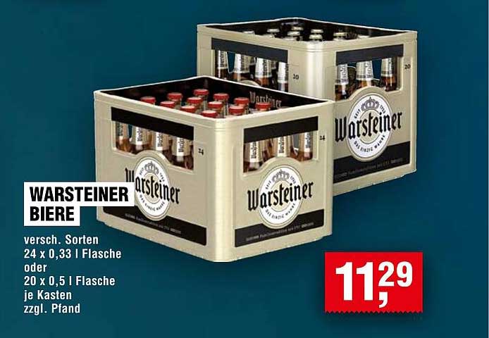 WARSTEINER BIERE versch. Sorten 24 x 0,33 l Flasche oder 20 x 0,5 l Flasche je Kasten zzgl. Pfand