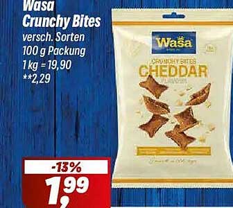 Wasa Crunchy Bites versch. Sorten 100 g Packung 1 kg = 19,90