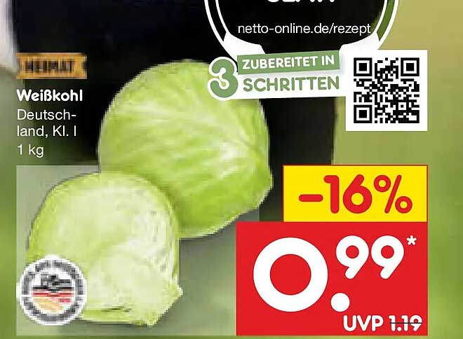 Weißkohl Deutschland, Kl. I 1 kg