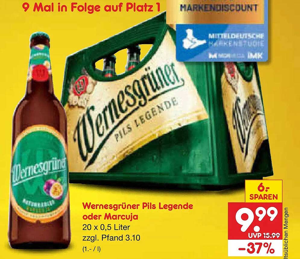 Wernesgrüner Pils Legende oder Marcuja