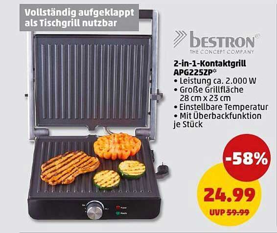 2-in-1-Kontaktgrill APG225ZP von Bestron