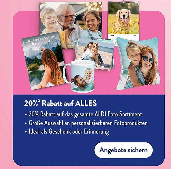 20% Rabatt auf das gesamte ALDI Foto Sortiment