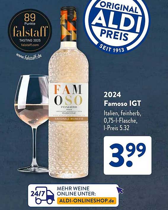 2024 Famoso IGT - Italien, feinherb, 0,75 l-Flasche