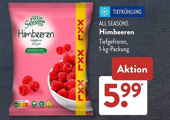 ALL SEASONS Himbeeren Tiefgefroren, 1-kg-Packung