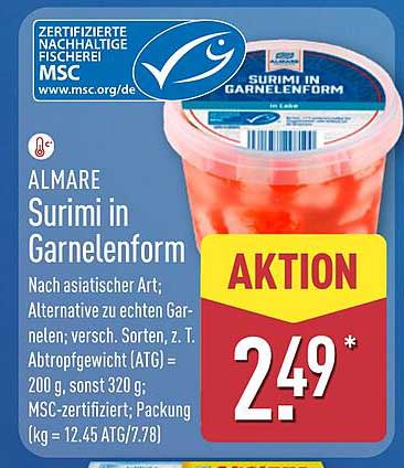 ALMARE Surimi in Garnelenform – Genuss aus dem Meer