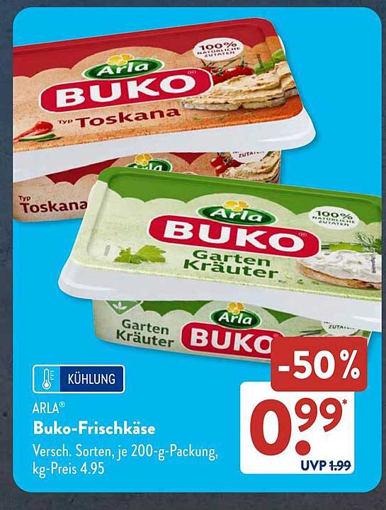 Arla Buko-Frischkäse – Verschiedene Sorten, 200 g-Packung