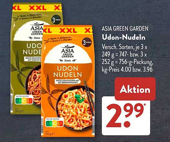 ASIA GREEN GARDEN Udon-Nudeln - 3 x 252 g für nur 2,99 €