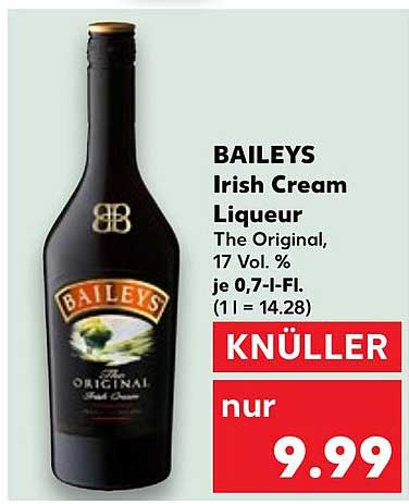 BAILEYS Irish Cream Liqueur 0,7l zu nur 9,99 €