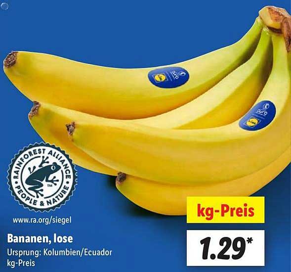 Bananen, lose - Herkunft: Kolumbien/Ecuador
