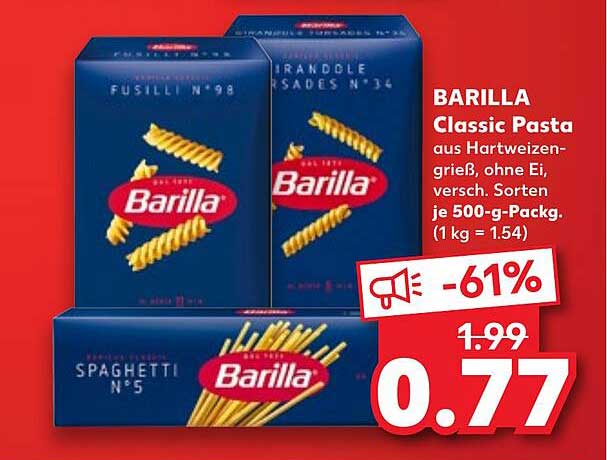 BARILLA Classic Pasta - 500-g-Packung