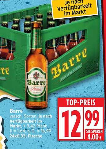 Barre Bier – 24 Flaschen für nur 12,99 €