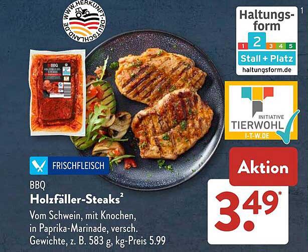 BBQ Holzfäller-Steaks - Frischfleisch vom Schwein