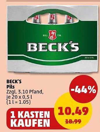 BECK'S Pils - 20 Flaschen à 0,5 l zum Sparpreis