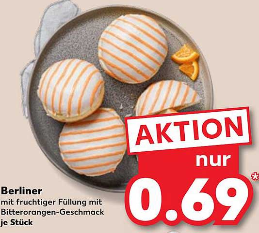 Berliner mit fruchtiger Füllung mit Bitterorangen-Geschmack je Stück
