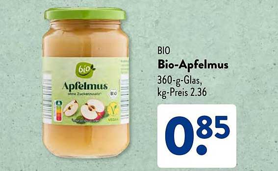 BIO Bio-Apfelmus 360-g-Glas, ohne Zuckerzusatz