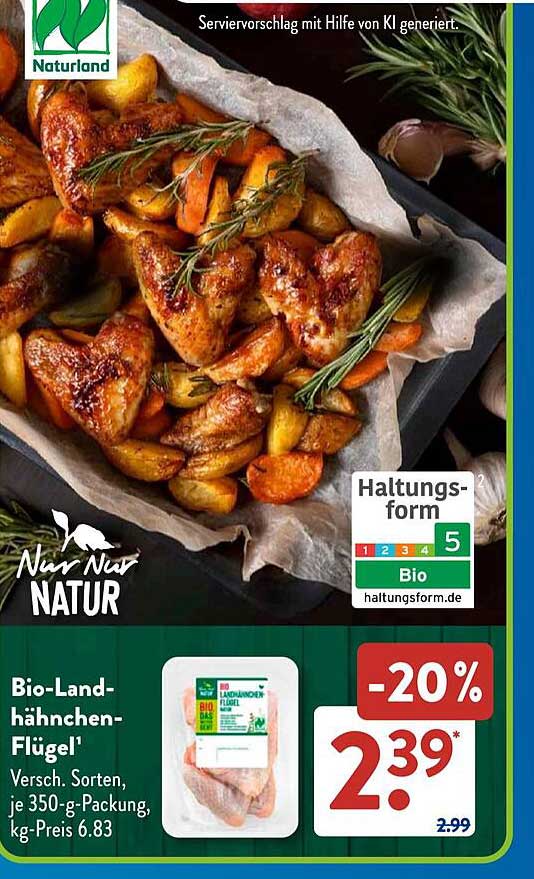 Bio-Landhähnchen-Flügel, 350 g Packung