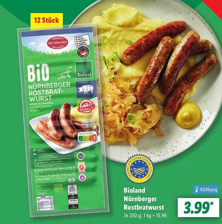 Bio Nürnberger Rostbratwurst, 12 Stück