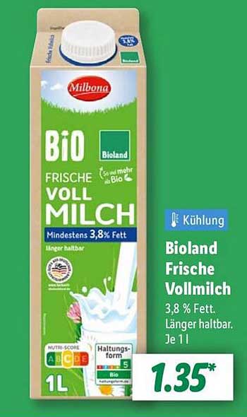 Bioland Frische Vollmilch 1L